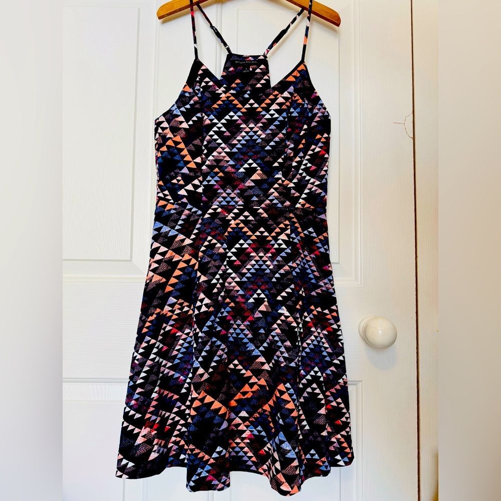 Banana Republic Geometric Print Midi Dress - Black and Pink